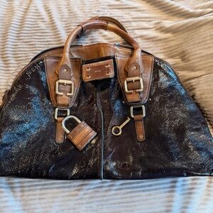 Chloé Paddington Large Bag / Weekender – Brown Patent Leather – Lock & Key